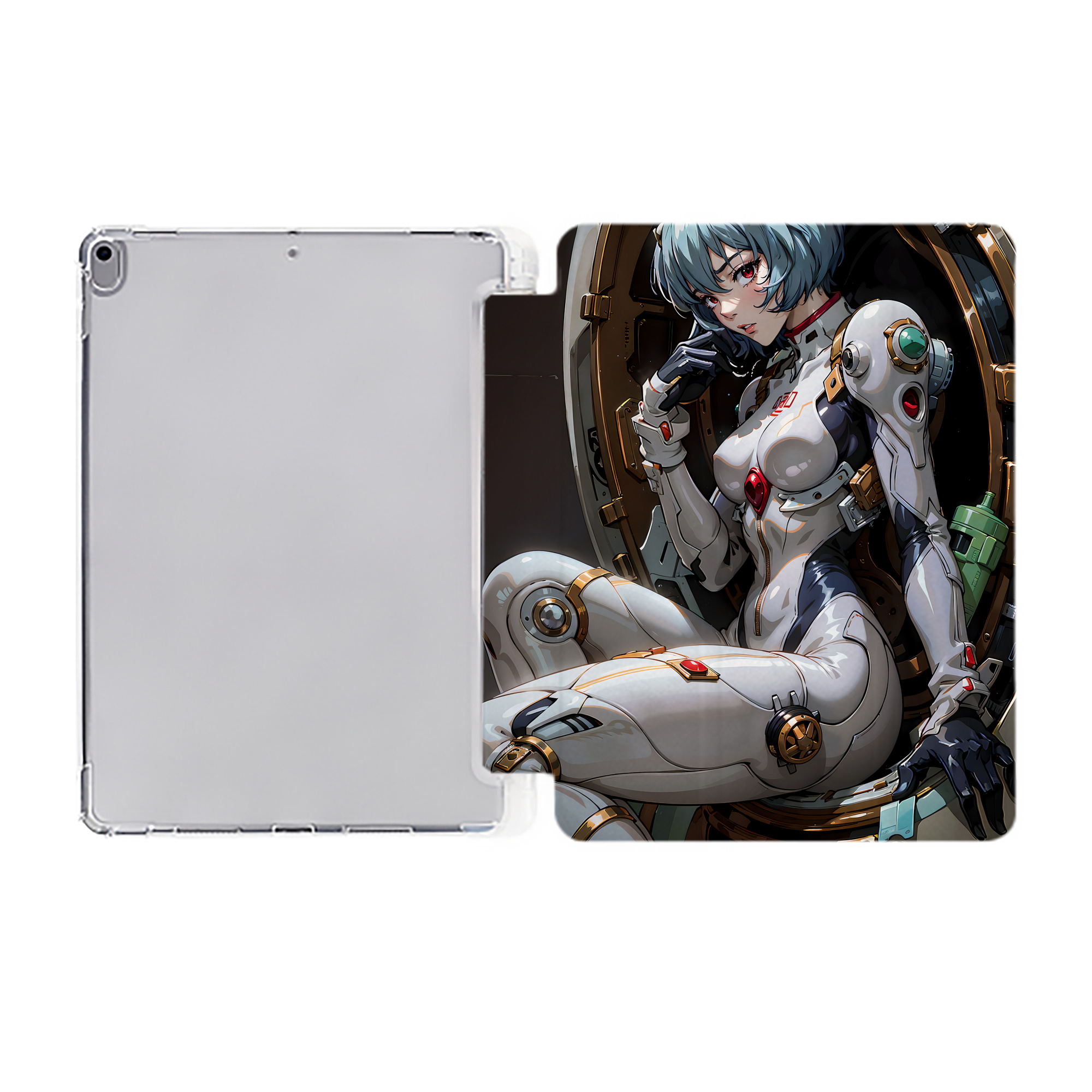 （画像用） EVA 新世紀エヴァンゲリオン IPad ケース ペン収納付き 三つ折りスタンド PUレザー×シリコン 対応機種9.5/10.5/10.9インチ
